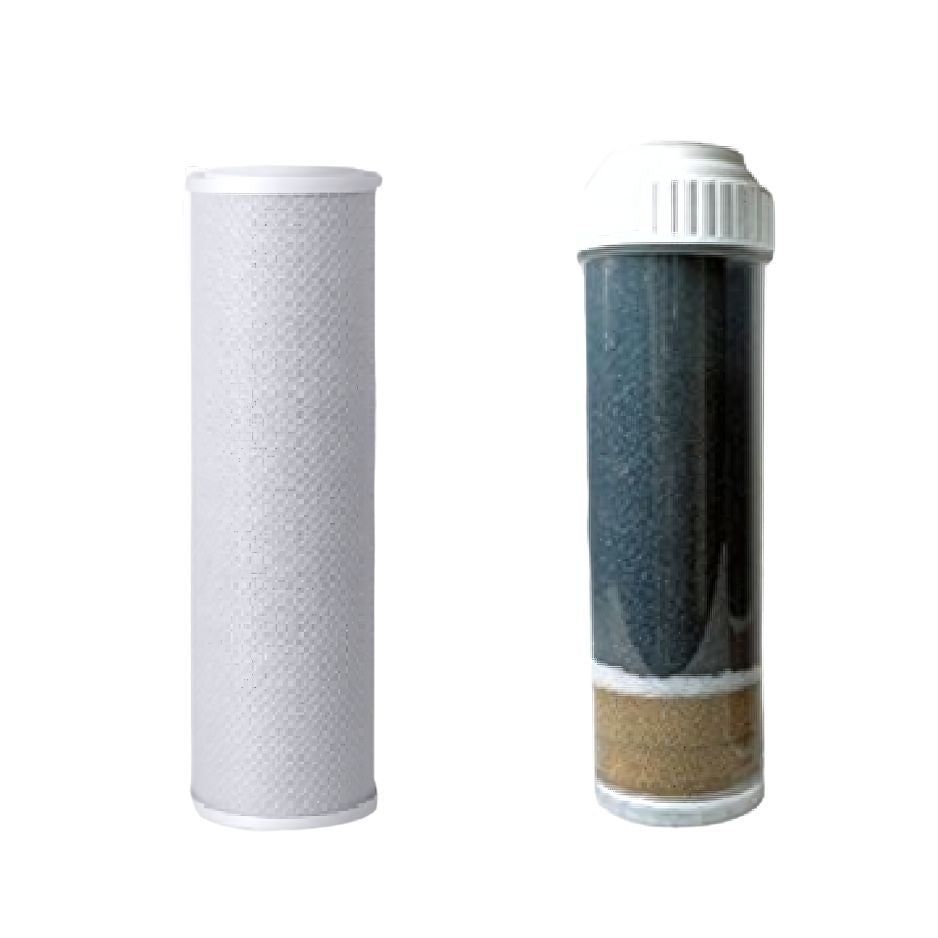 Carbon Block &amp; KDF 55 + GAC (2.5&quot; x 9.75&quot;) Chlorine, Heavy Metal Filters- for 10&quot; Countertop and Under Sink RO Filtration